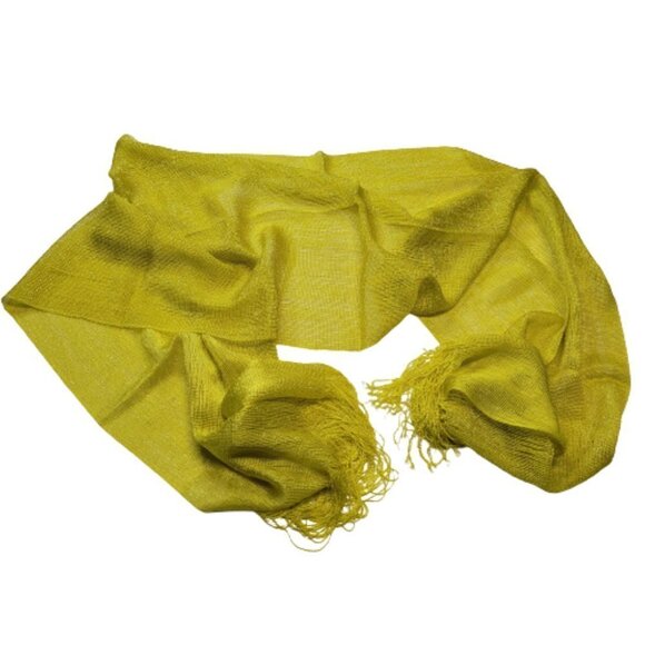 VIBRANT Yellow Sequin Long Rectangular Tassel Scarf Shawl - Picture 7 of 11